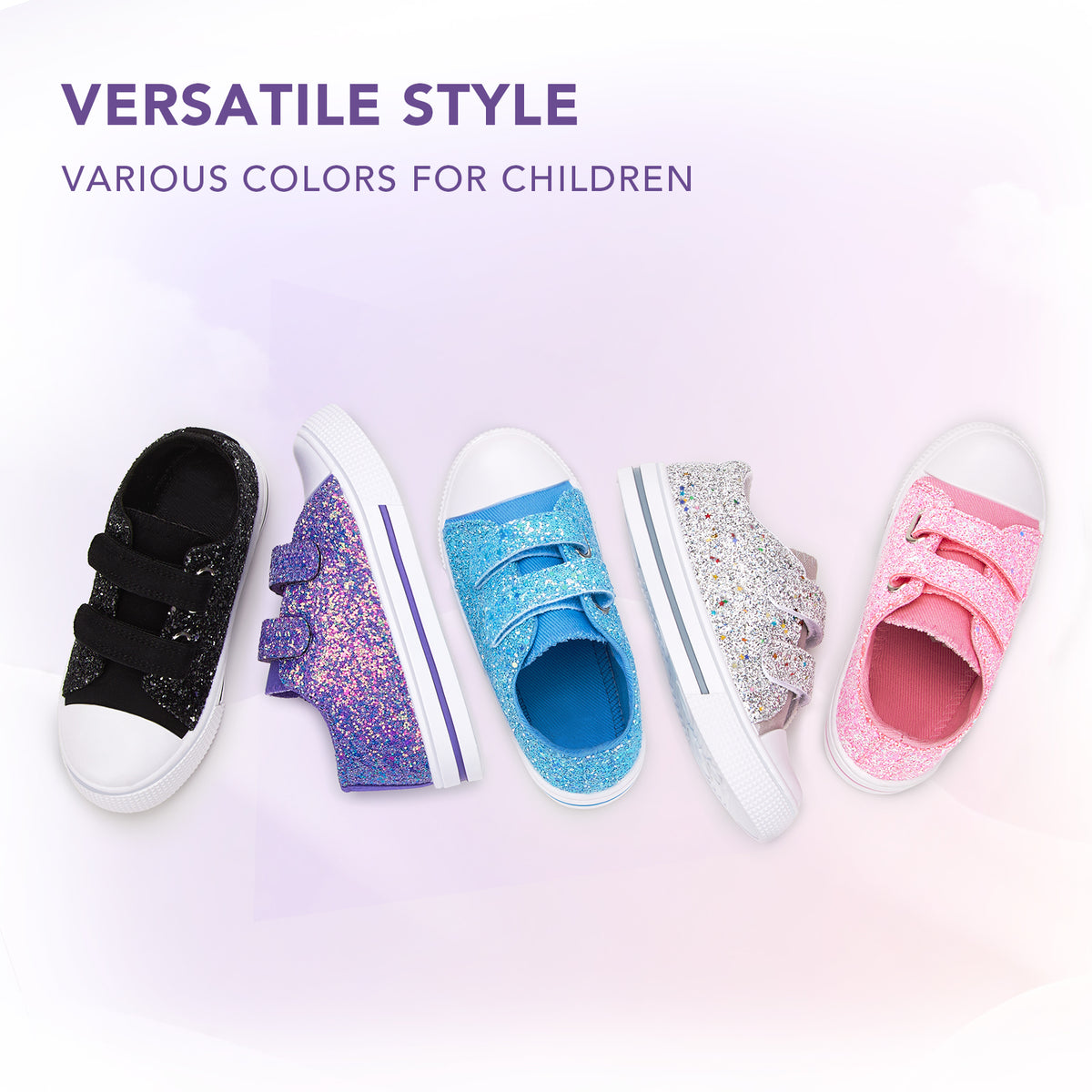 euxterpa dual straps boys girls sneakers purple glitter