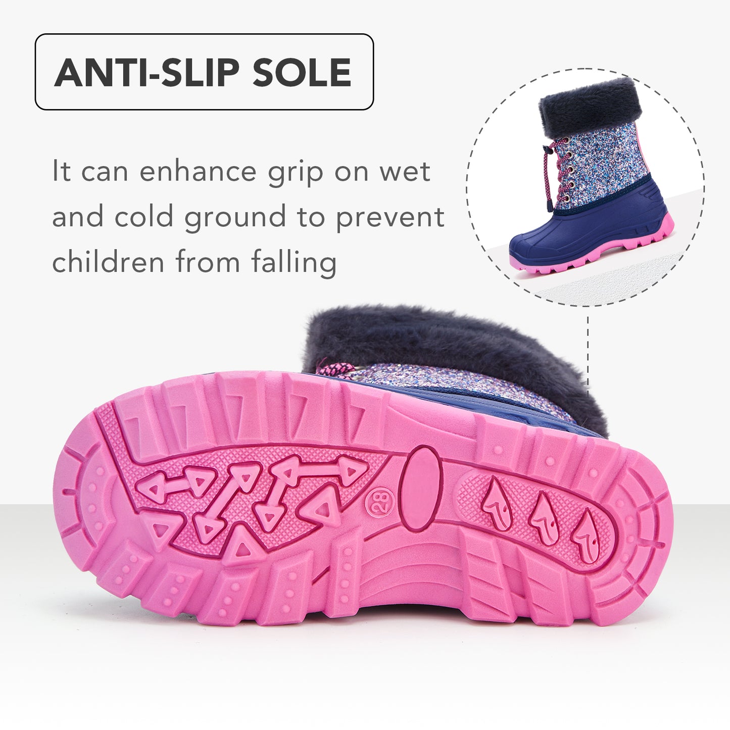 toddler girls navy glitter winter snow boots