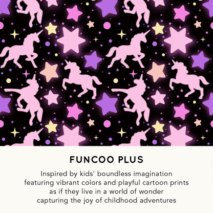 Light Up Warm Kids Rain Boots Unicorns and stars on a black background