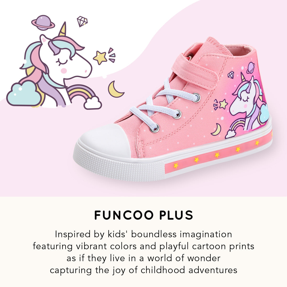 light up high top canvas kids sneakers - funcoo