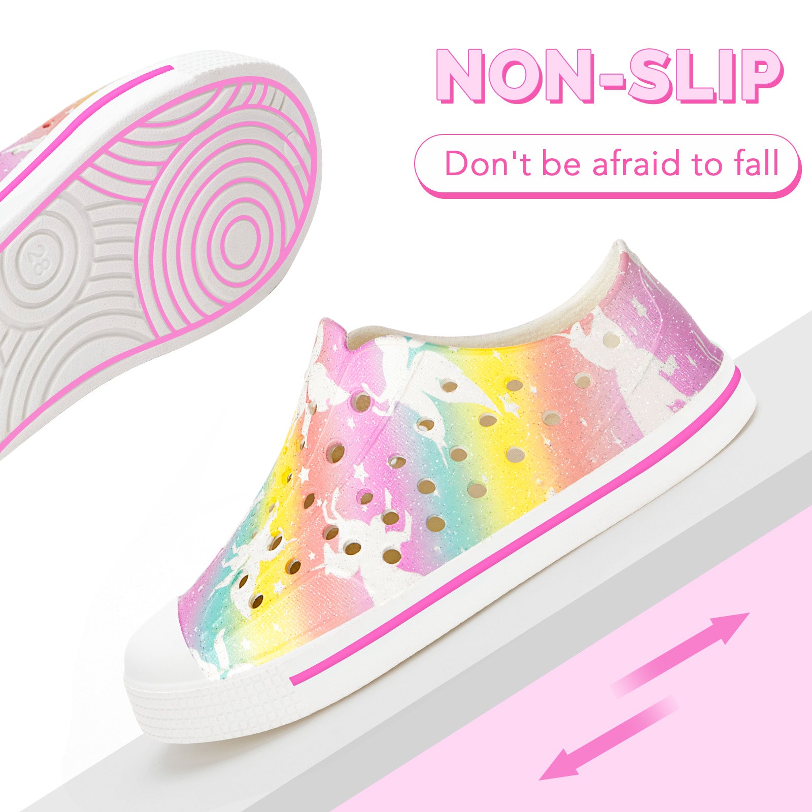 Kids Rainbow Pegasus Unicorn Summer Sandals - Magical Beach Shoes - FUNCOO