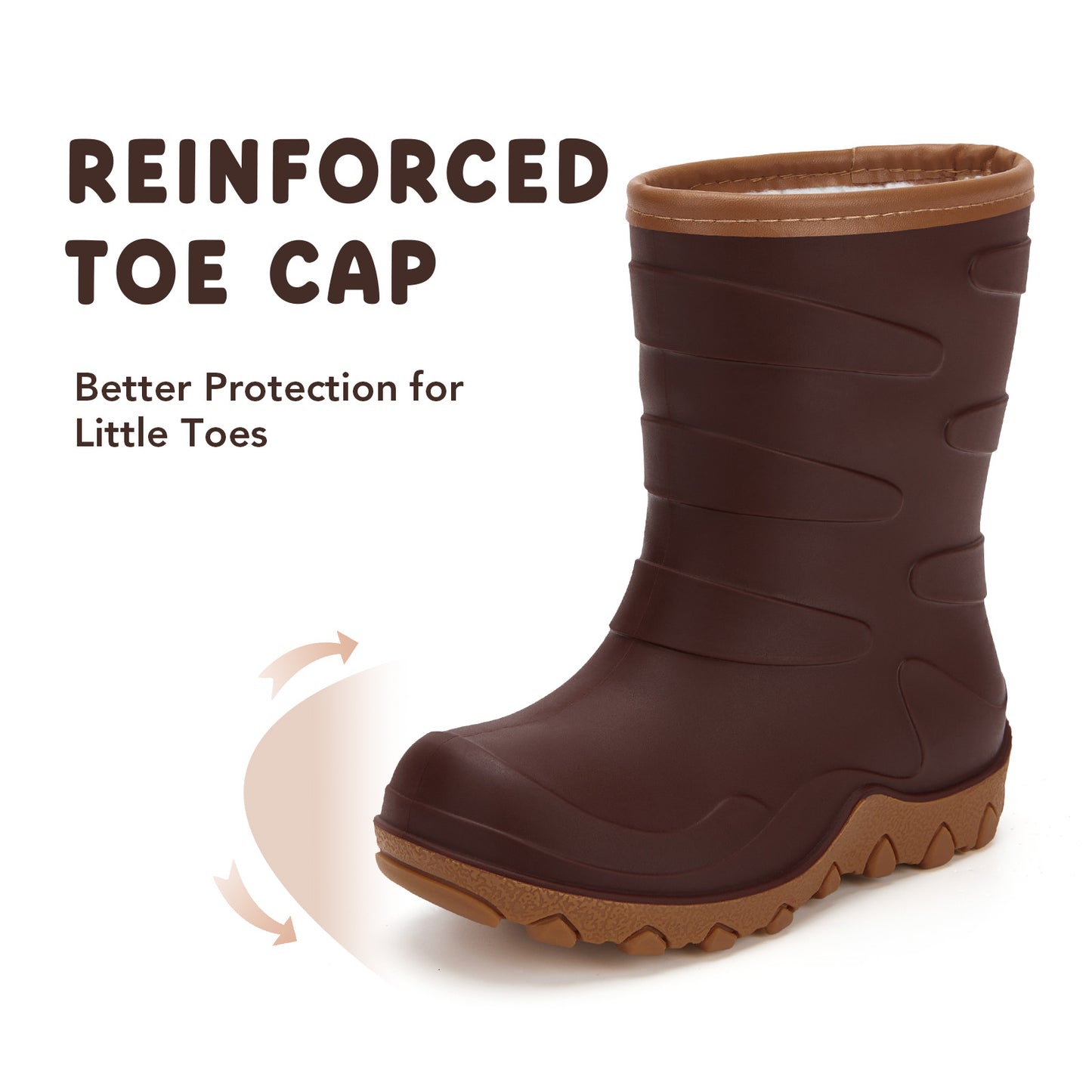 kids brown winter insulated rain boots - funcoo