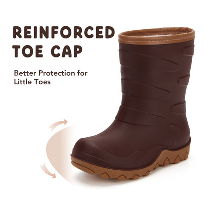 Kids Brown Winter Insulated Rain Boots - FUNCOO