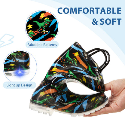 Light Up Fashion Kids Rain Boots with Handles - FUNCOO