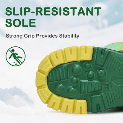Toddler Boy Green Dinosaur Winter Snow Boots