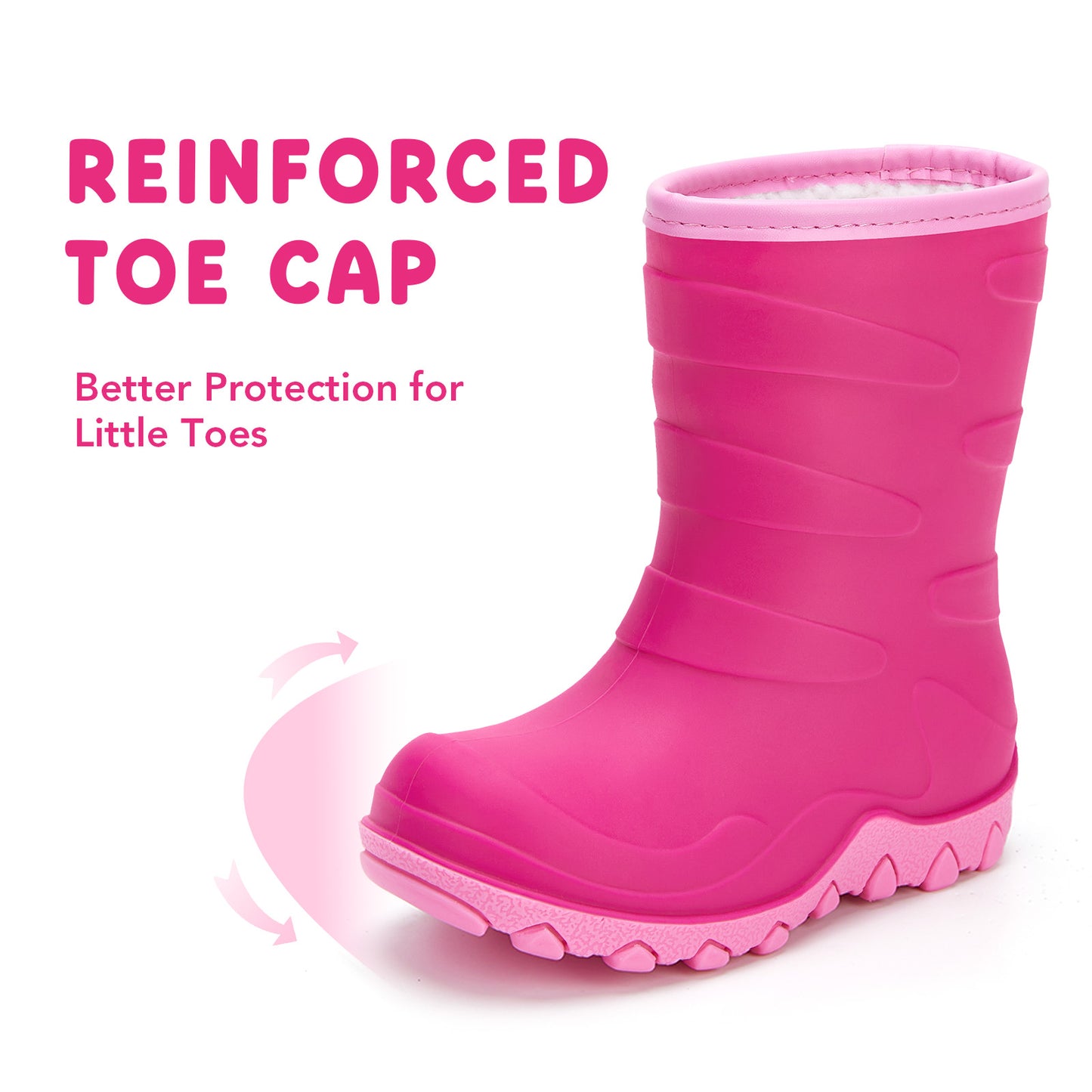 kids hot pink winter insulated rain boots