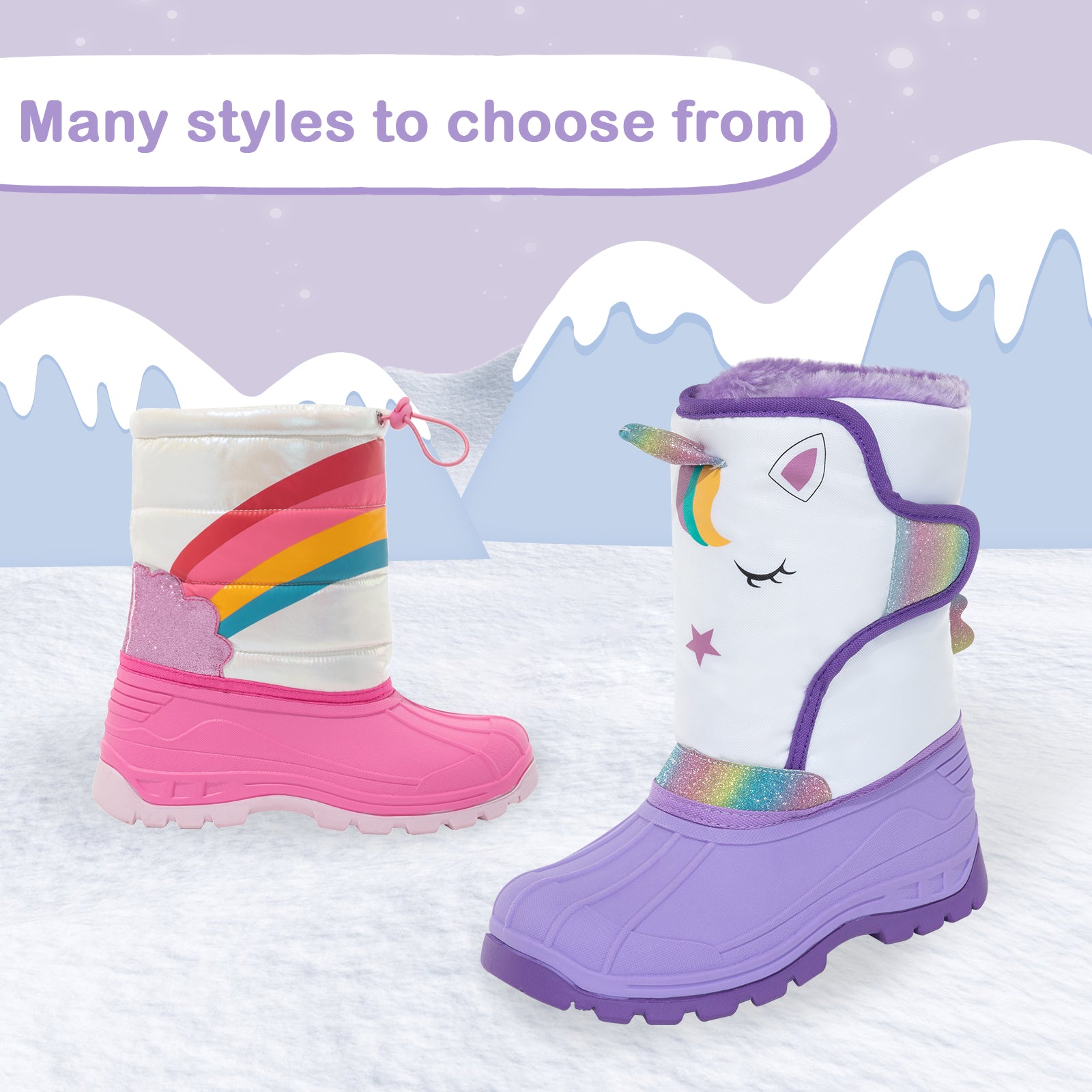 Toddler Girls Winter Snow Boots - FUNCOO