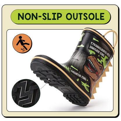 Dinosaurs Toddler Kids Rubber Rain Boots - FUNCOO