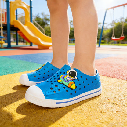 Kids Astronaut Summer Sandals - Solid Blue Space Explorer Beach Shoes - FUNCOO