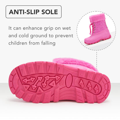 Toddler Girls Rose-pink glitter Winter Snow Boots
