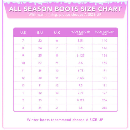 EUXTERPA Butterfly Warm Light Up Girls Rain Boots