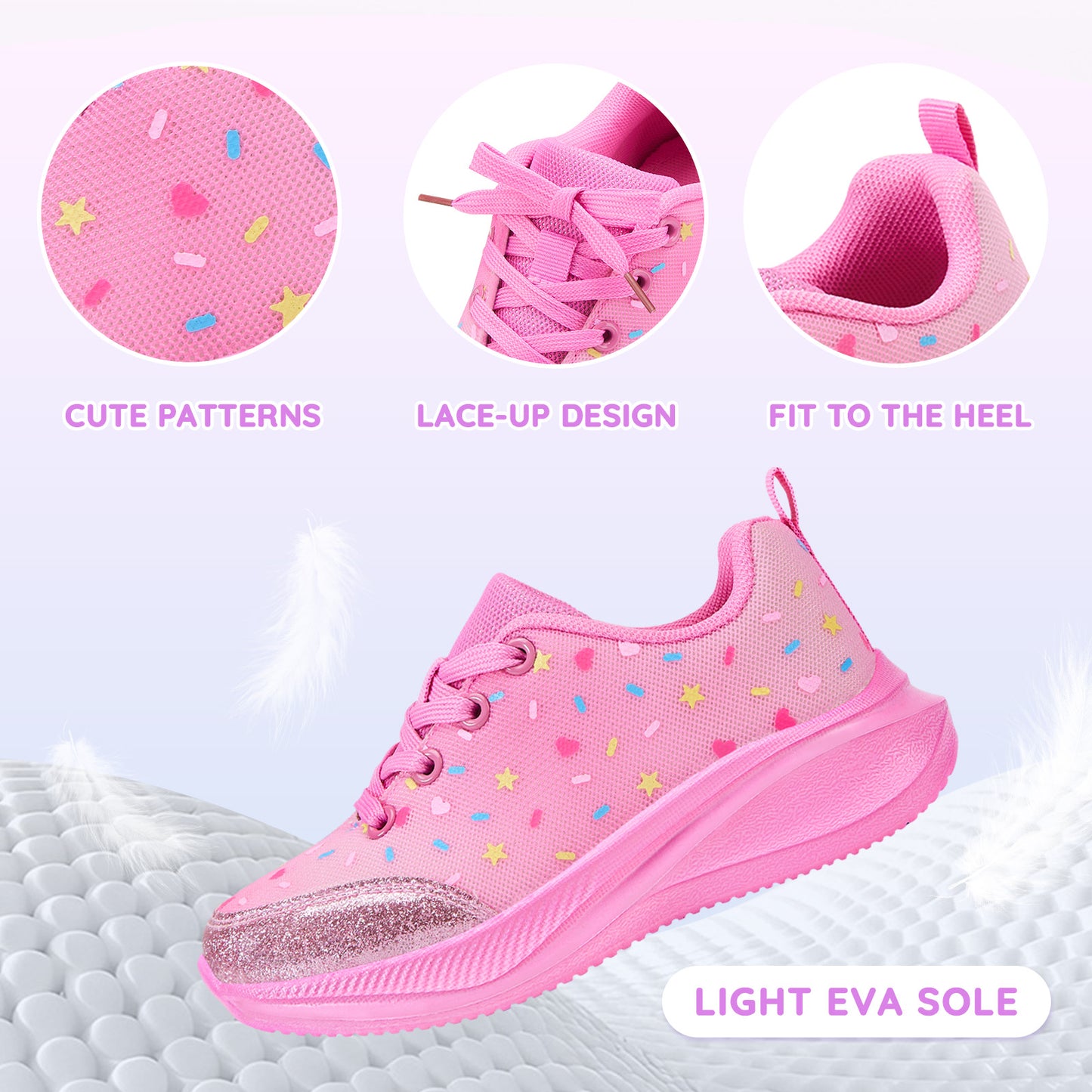 girls sneakers kids lightweight running shoes dessert-inspired gradient foundation look