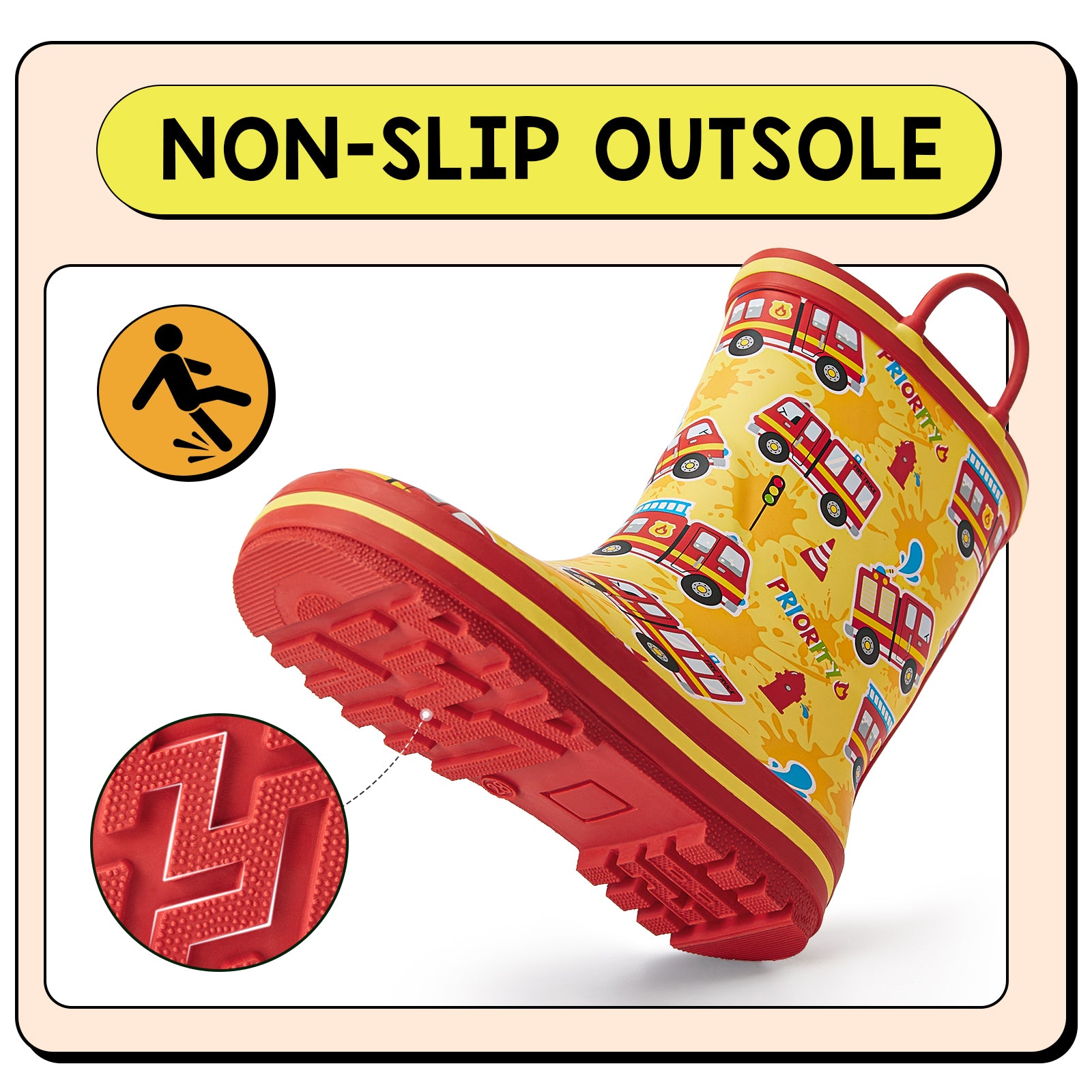 Toddler Kids Rubber Rain Boots - FUNCOO