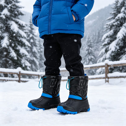 Toddler Boy Black and blue color blocking Winter Snow Boots
