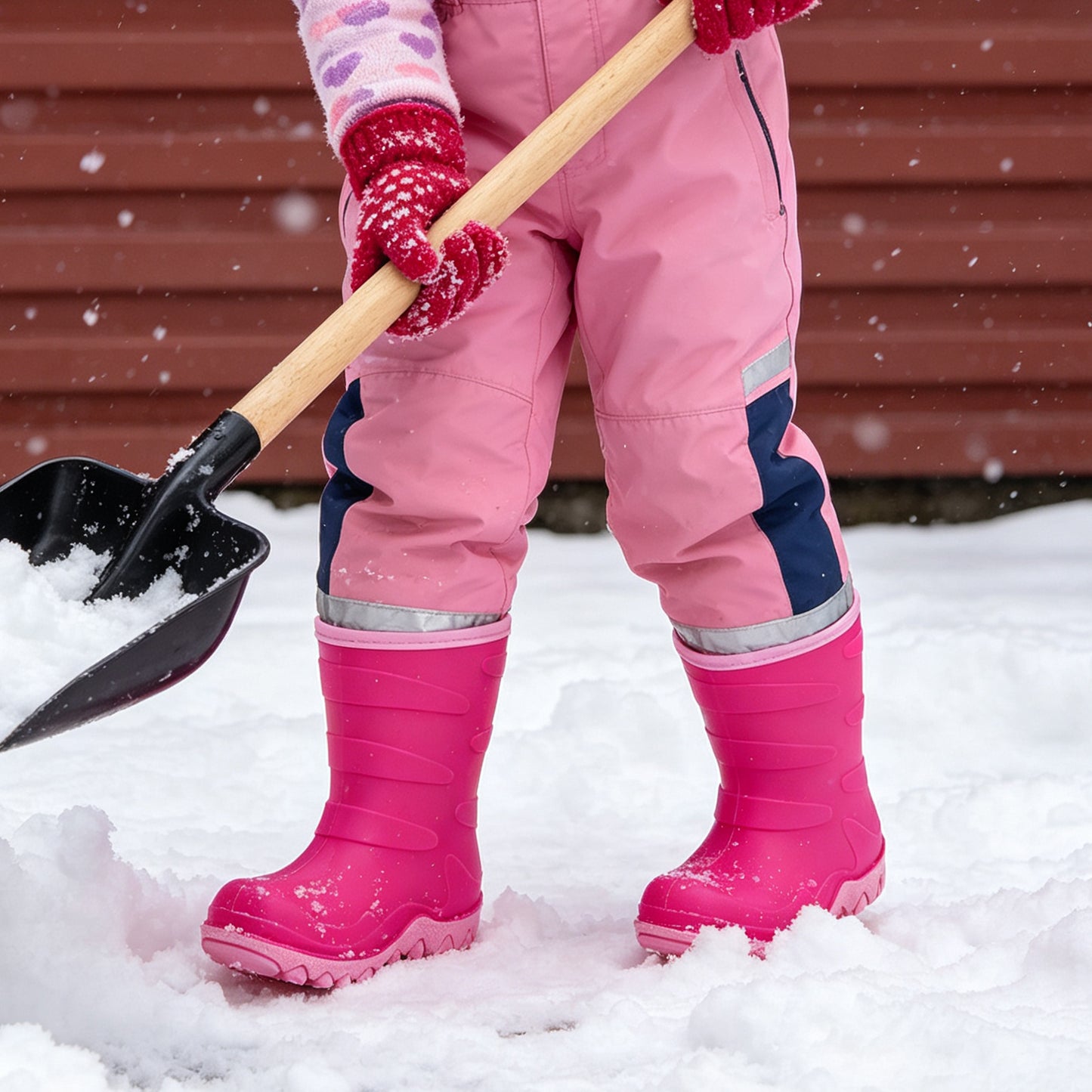 kids hot pink winter insulated rain boots