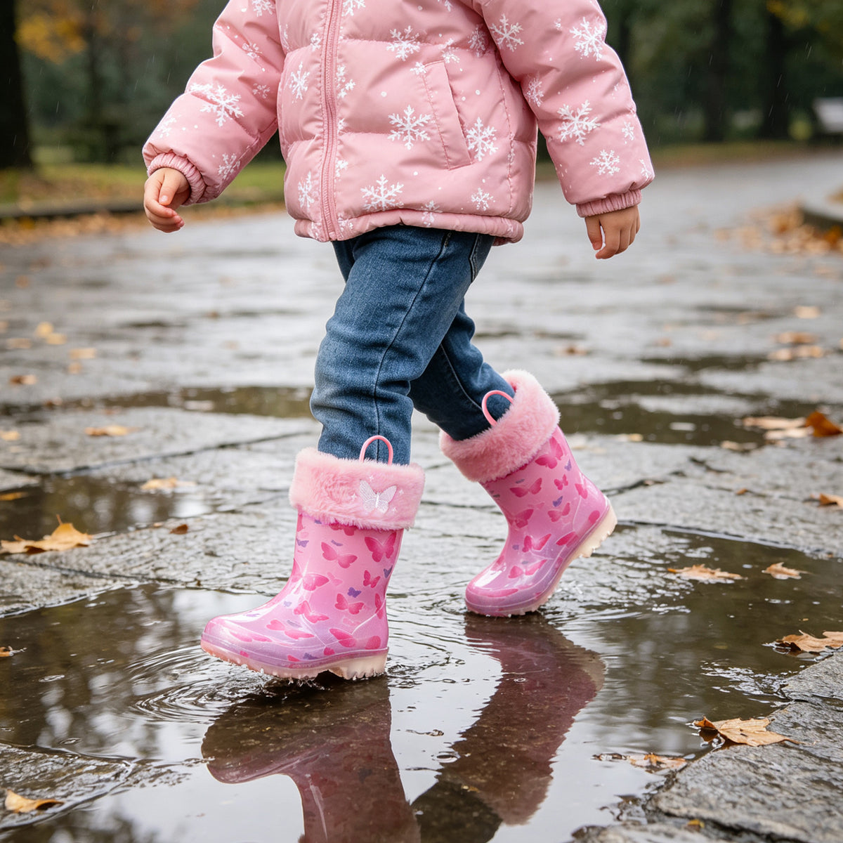 euxterpa butterfly warm light up girls rain boots