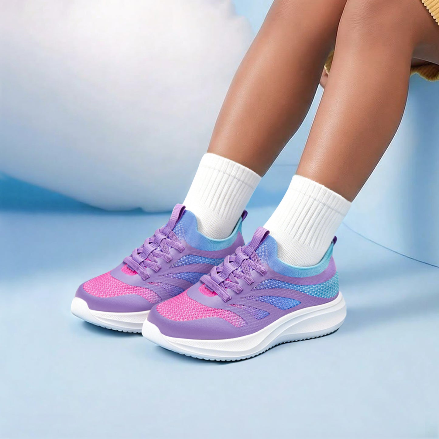 boys girls shoes unisex kids slip on school sneakers pink-purple-blue gradient