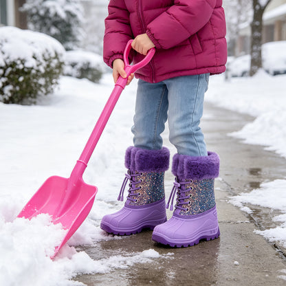 Toddler Girls Deep Purple Glitter Winter Snow Boots
