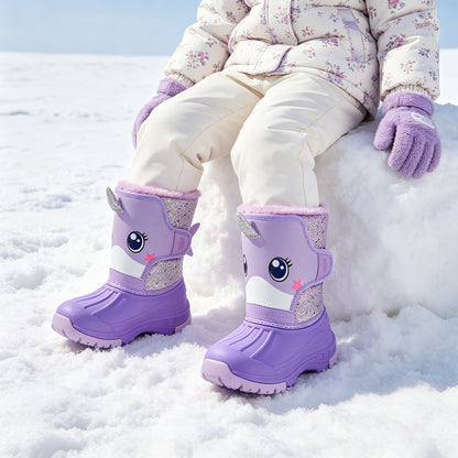 Toddler Boy Purple Narwhal Winter Snow Boots