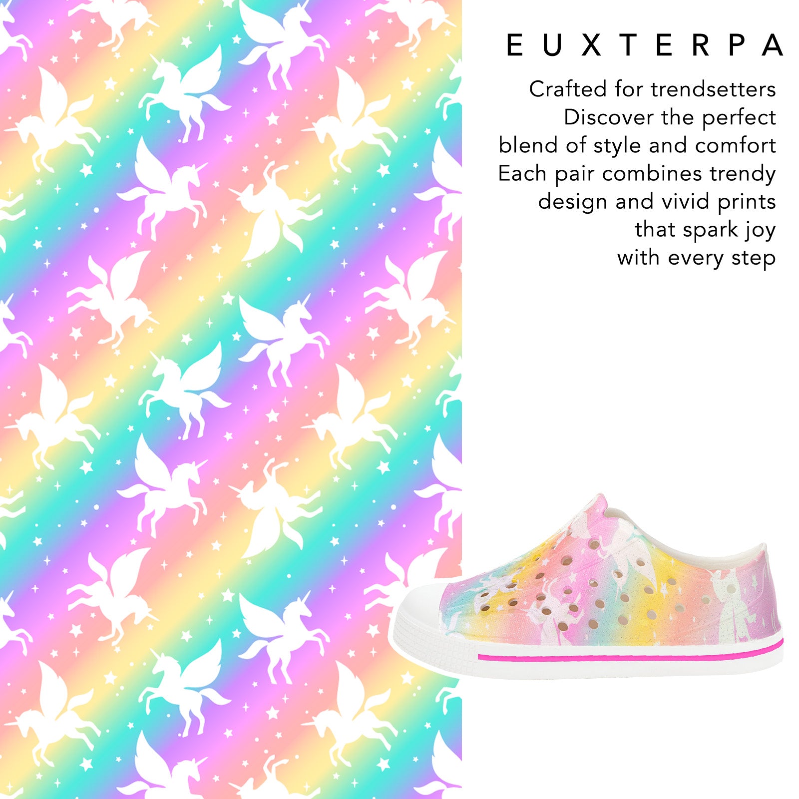 Kids Rainbow Pegasus Unicorn Summer Sandals - Magical Beach Shoes - FUNCOO