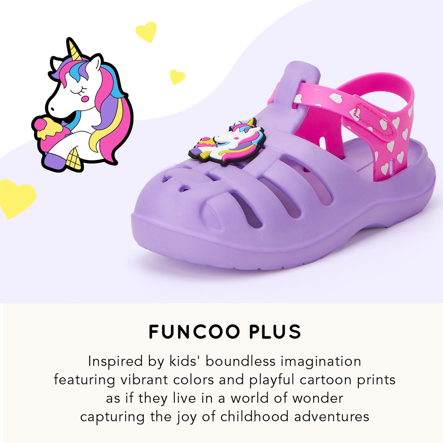 kids purple ice cream unicorn roman sandals - sweet magical beach shoes - funcoo