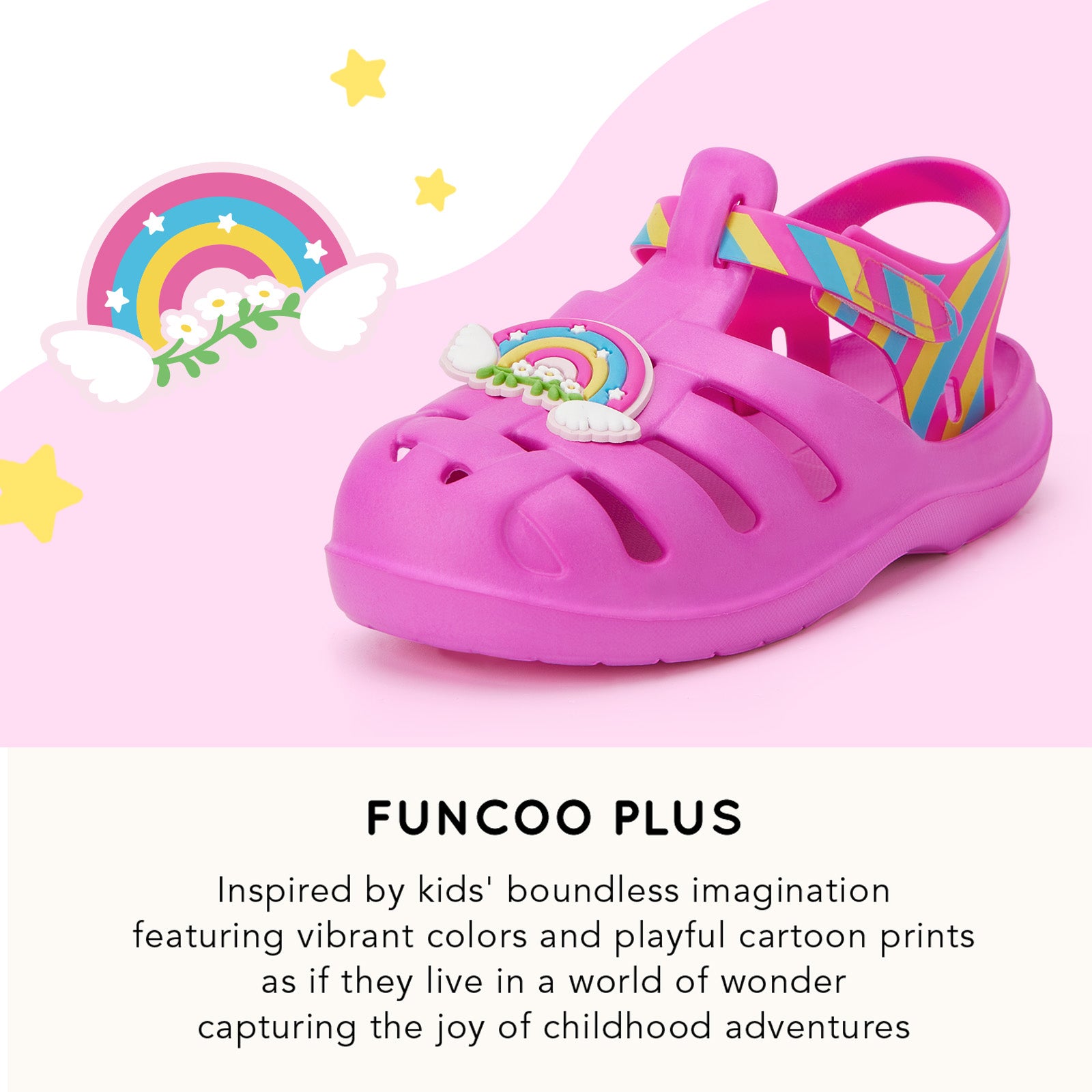 Kids Pink Rainbow Wings Roman Sandals - Fairy Wing Gladiator Beach Shoes - FUNCOO
