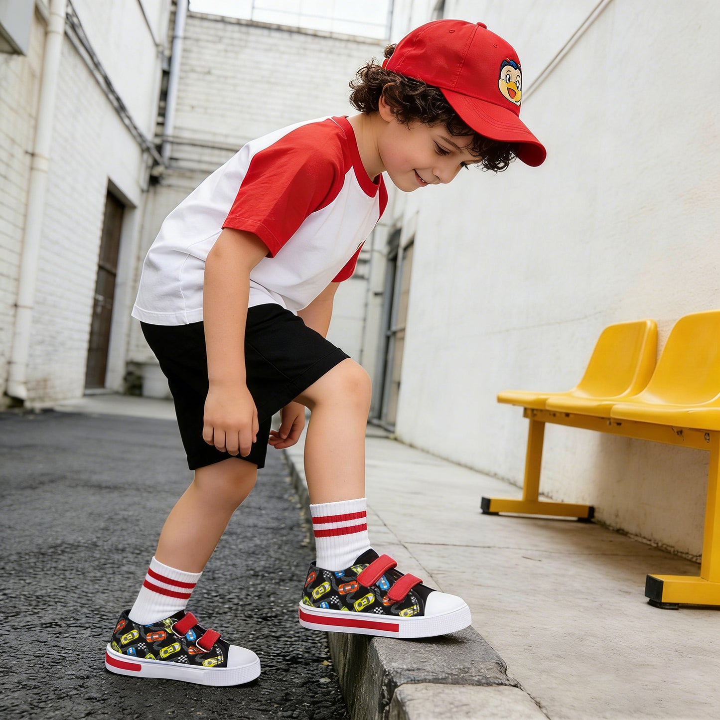light up dual straps canvas shoes - funcoo