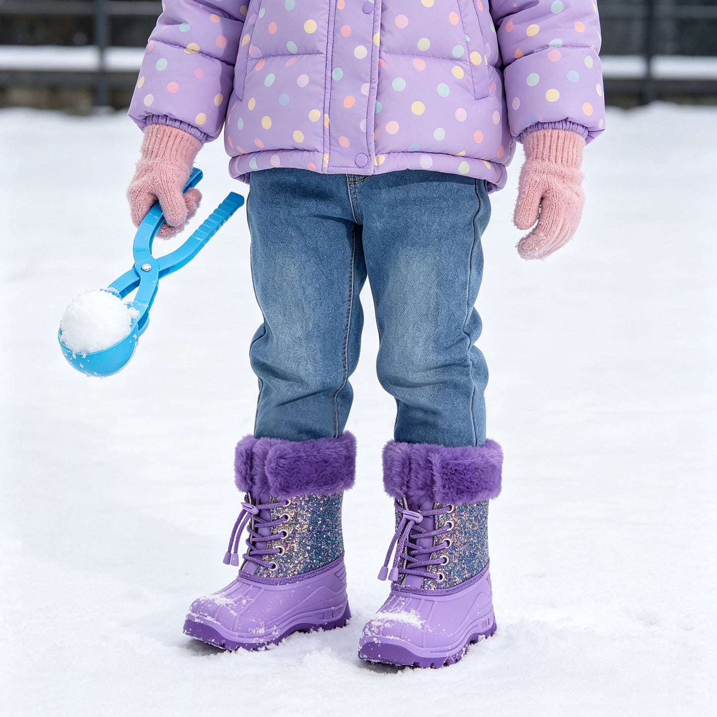 toddler girls deep purple glitter winter snow boots