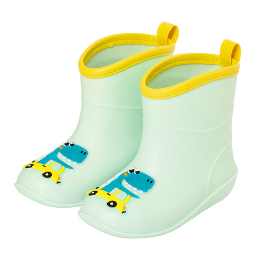 Kids-Toddler Rain Boots Children Green Dinosaur Waterproof Boots for Boys and Girls