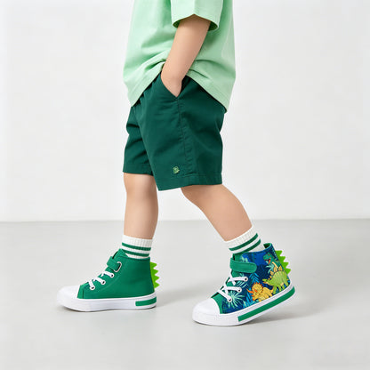 Boys Green Dragons Lightweight High Top  Kids Sneakers - FUNCOO