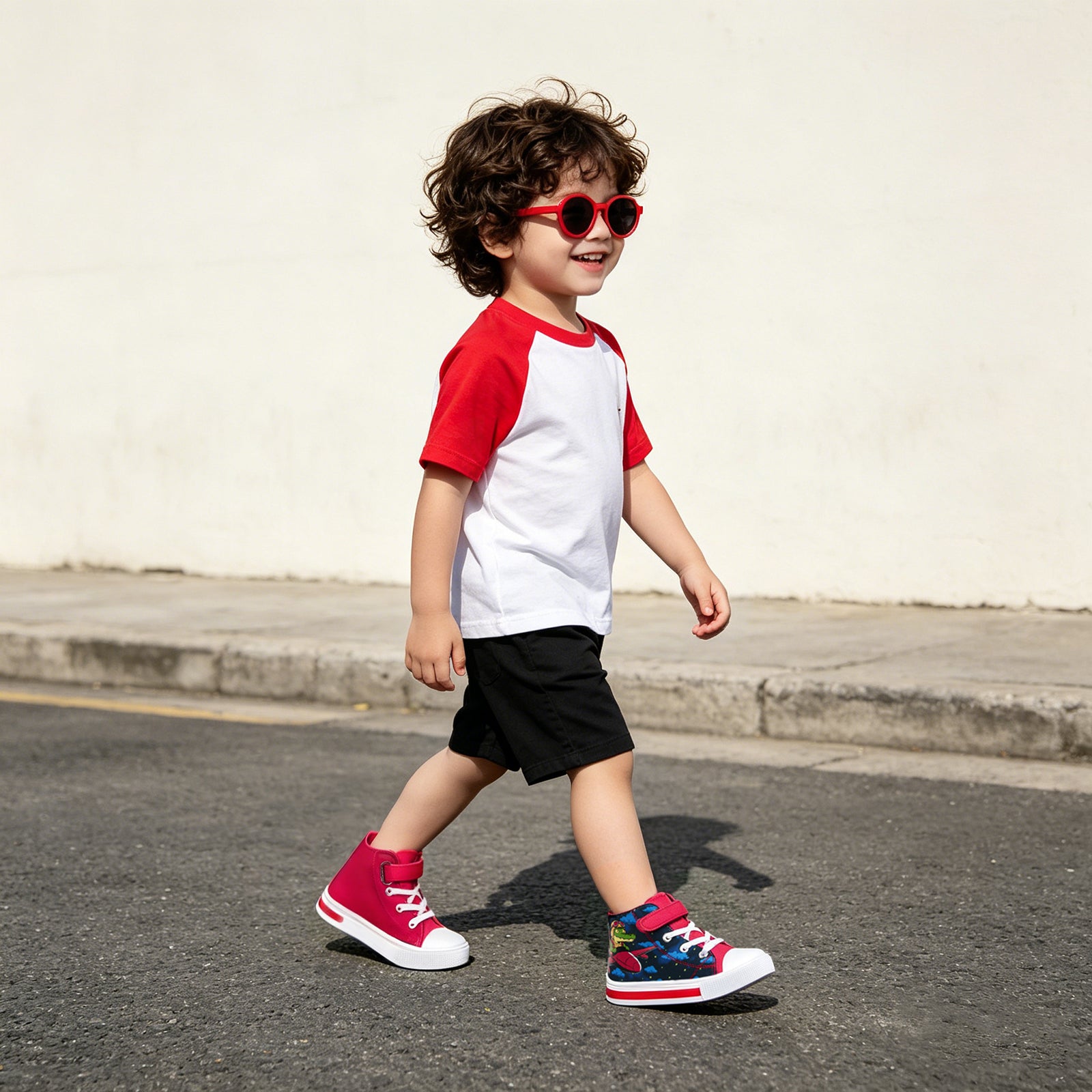 Boys Saffron Flying Crocodile Lightweight High Top  Kids Sneakers - FUNCOO