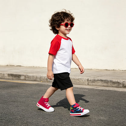 Boys Saffron Flying Crocodile Lightweight High Top  Kids Sneakers - FUNCOO