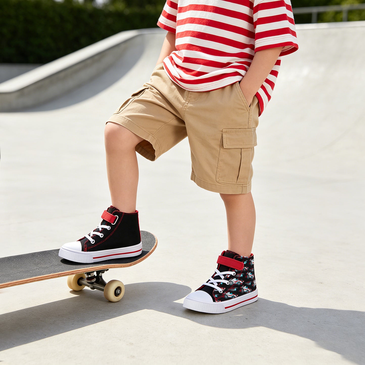 high top kids red blue star racing sneakers