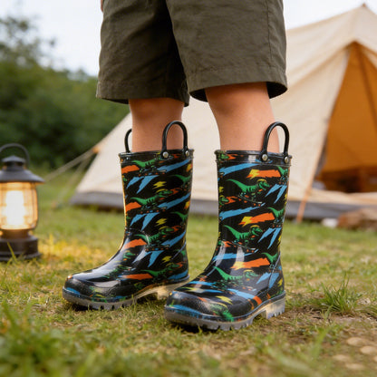 Light Up Fashion Kids Rain Boots with Handles - FUNCOO