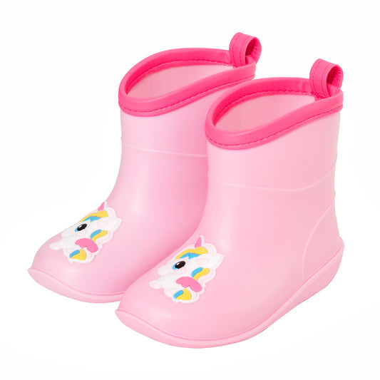 Kids-Toddler Rain Boots Children Pink Unicorn Waterproof Boots for Boys and Girls 2-5 Years Old